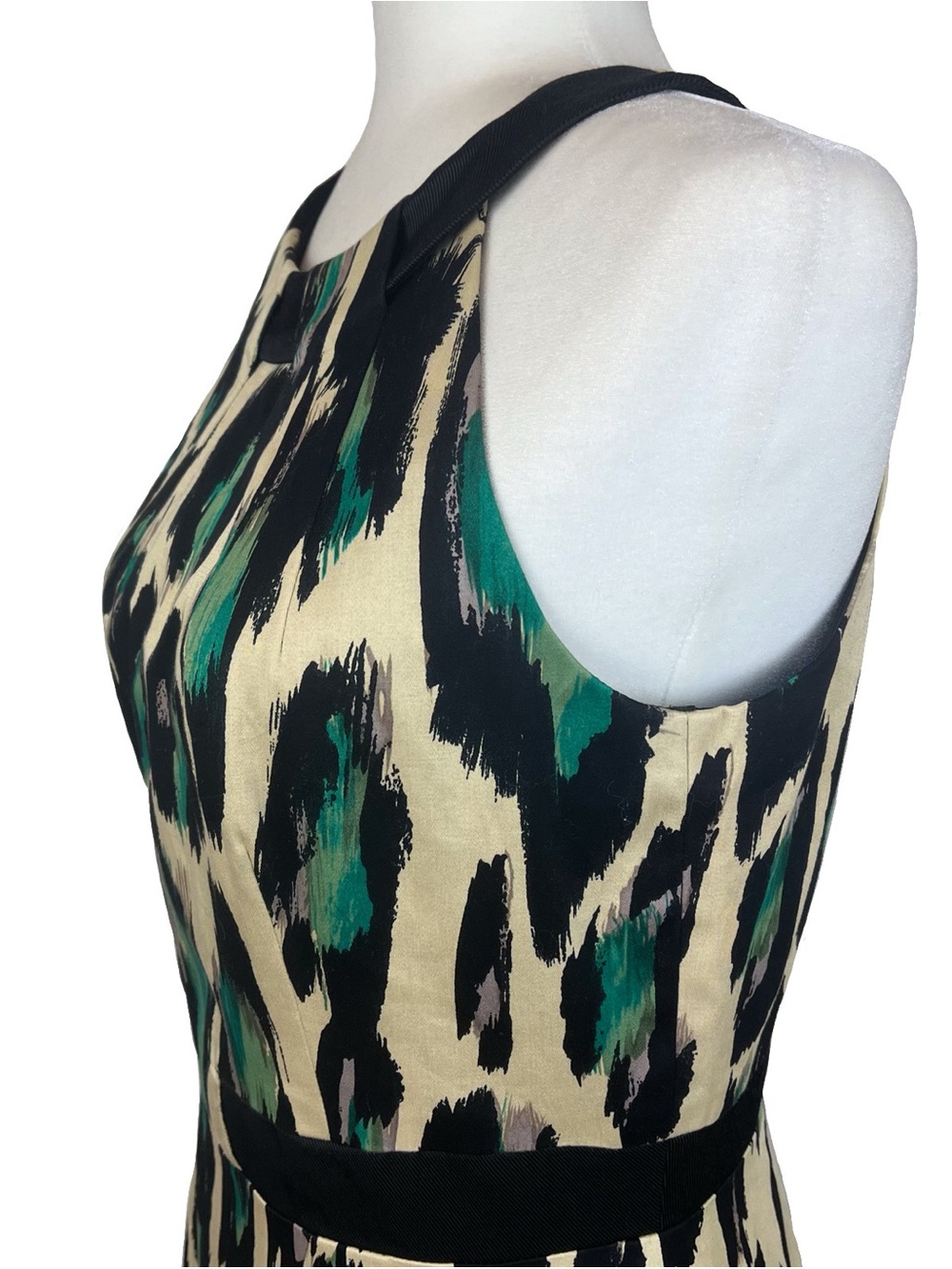 David Meister Signature Sheath Midi Dress Leopard Print Black Halter Size 6 - Picture 5 of 11